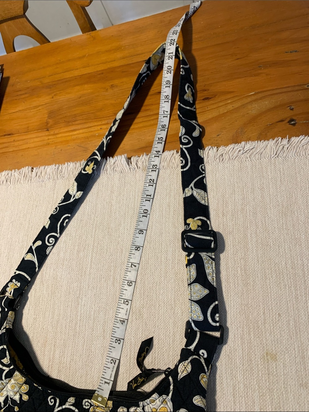 Quilted Floral Crossbody Shoulder Bag - Black & Yellow - Picture 9 of 12